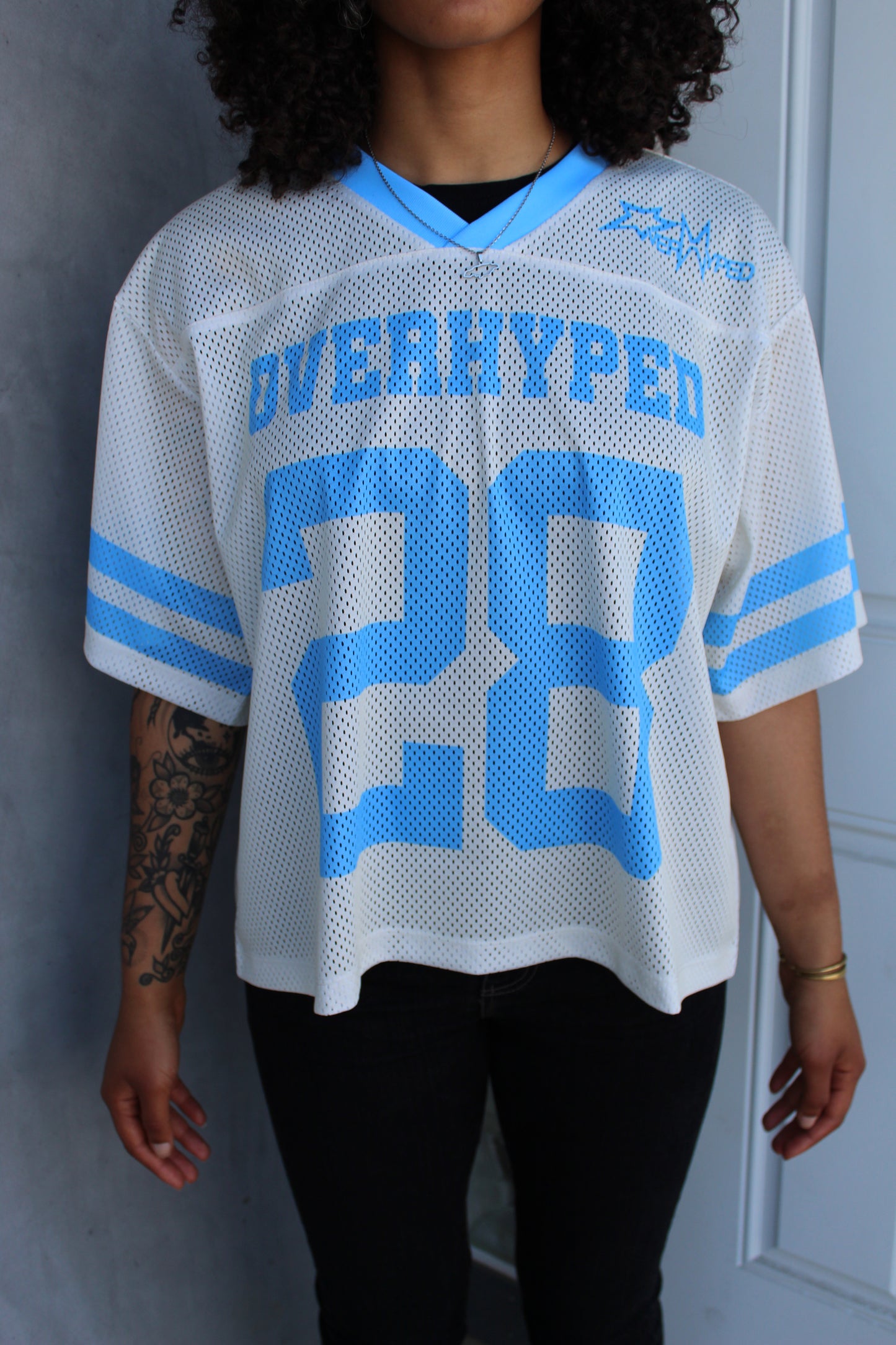 Overhyped Mesh Jersey - Cream/Baby Blue