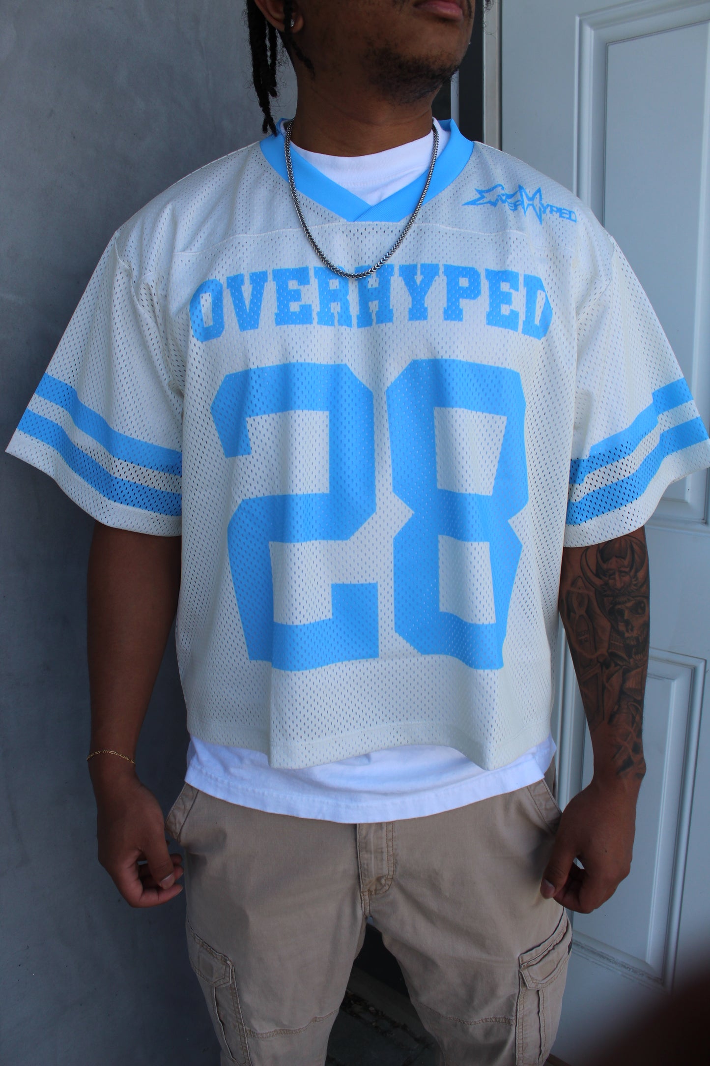 Overhyped Mesh Jersey - Cream/Baby Blue